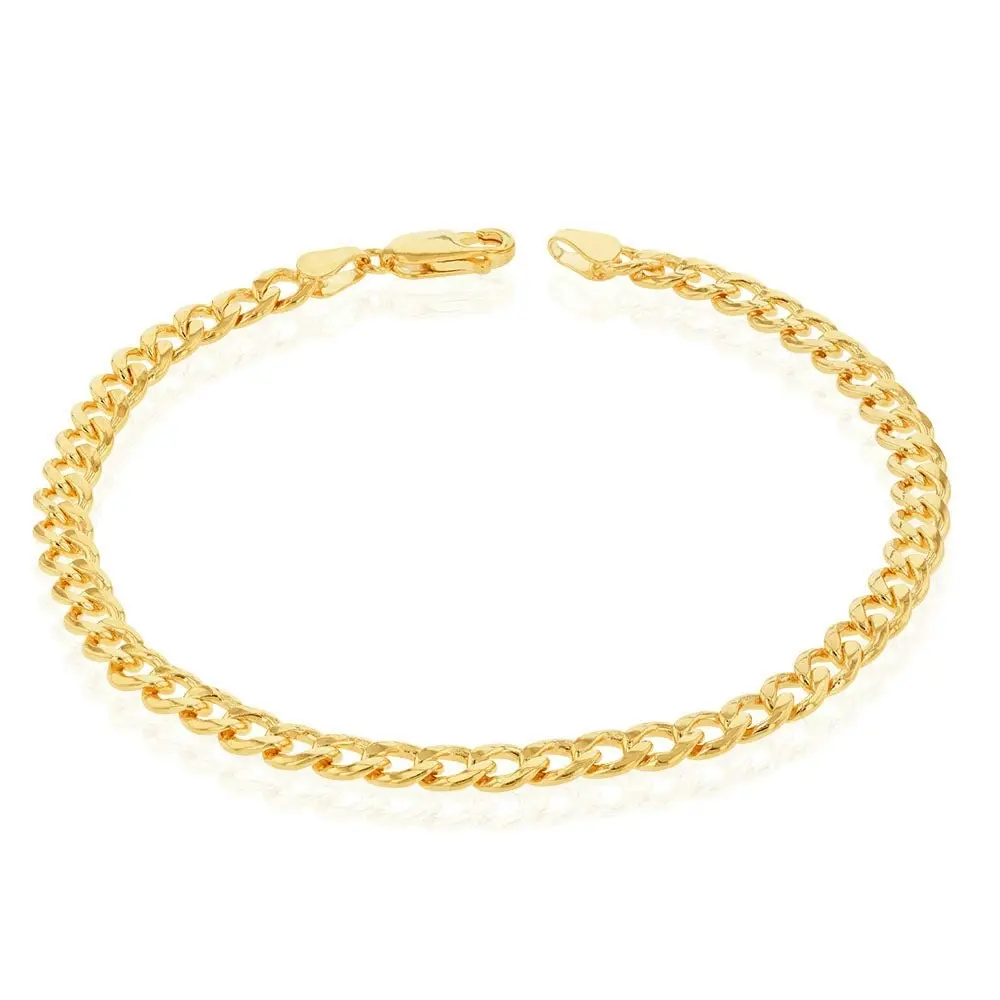 9ct Yellow Gold Silverfilled Super Flat Curb 120 Gauge 21cm Bracelet