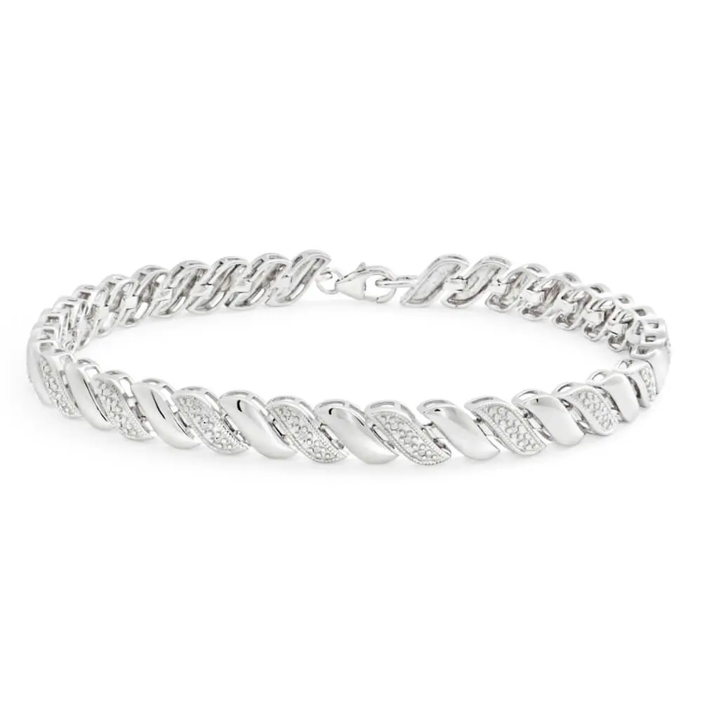 Sterling Silver Diamond Fancy 20cm Bracelet