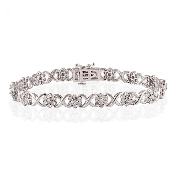 Silver 1/2 Carat Diamond 18cm Bracelet