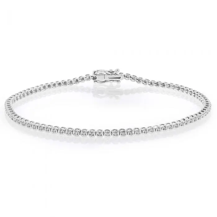 1/4 Carat Luminesce Lab Grown Diamond Silver Tennis Bracelet Length 17.5cm