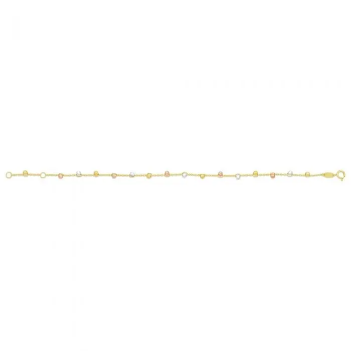 9ct Yellow Gold Trace Link Ball Charms 19cm Bracelet