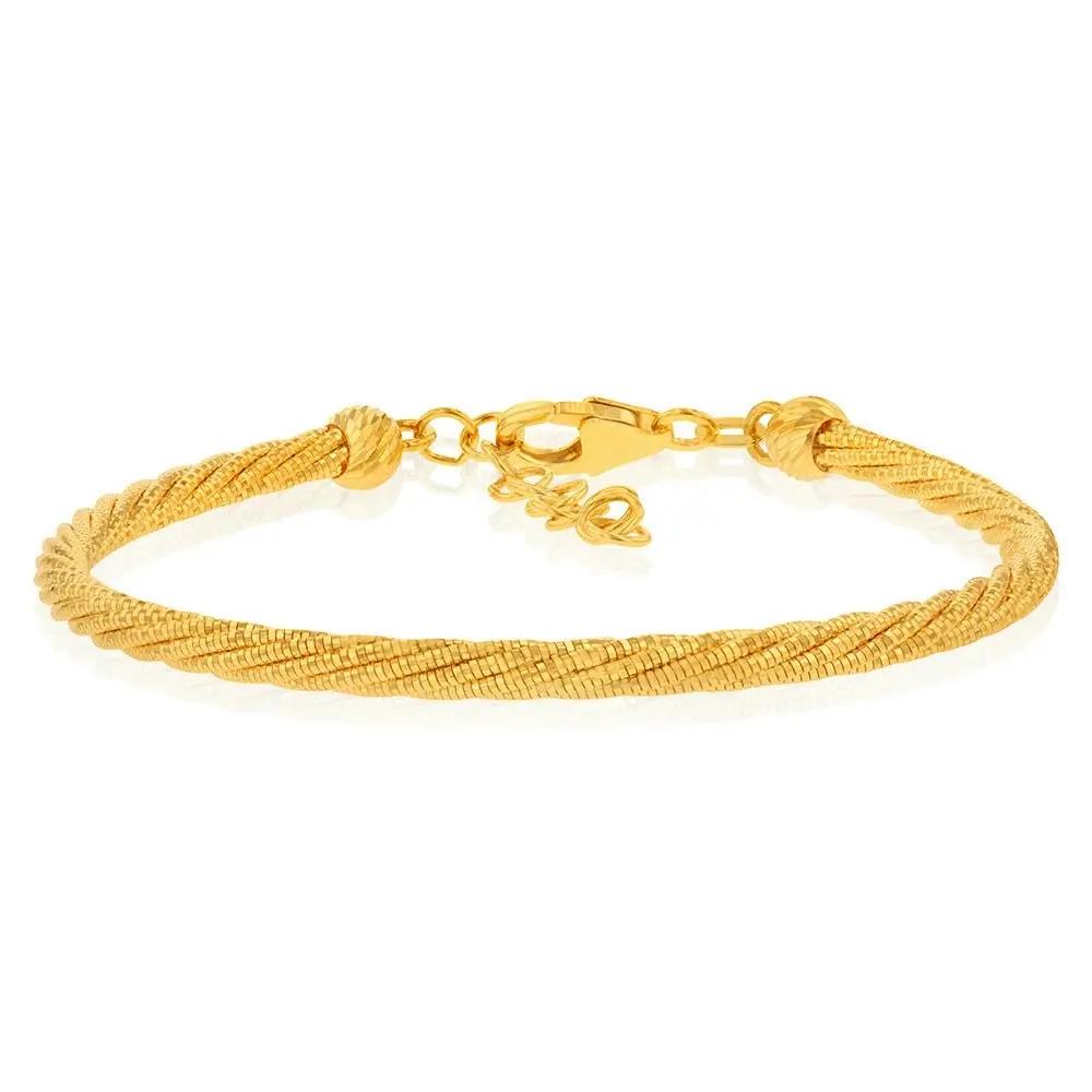 9ct Yellow Gold Sparkling Memory Omega 16+3cm Bracelet