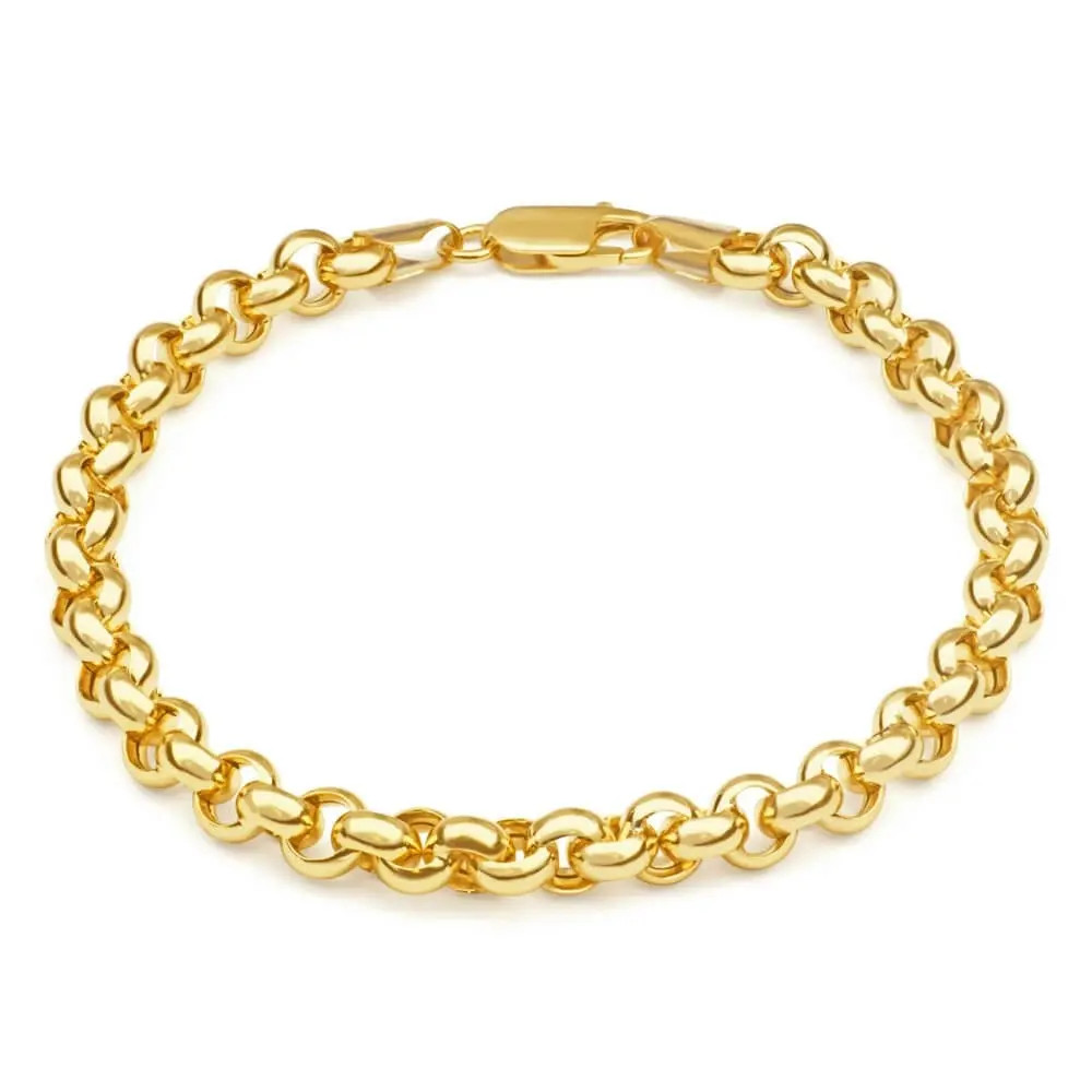 9ct Gorgeous Yellow Gold Silver Filled Belcher Bracelet