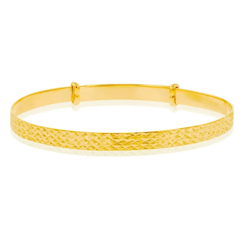 9ct Yellow Gold Expandable Diamond Cut Baby Bangle