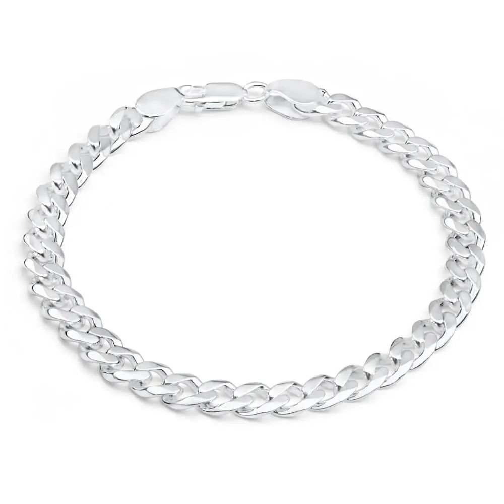 Sterling Silver Heavy 200 Gauge Curb Bracelet 21cm