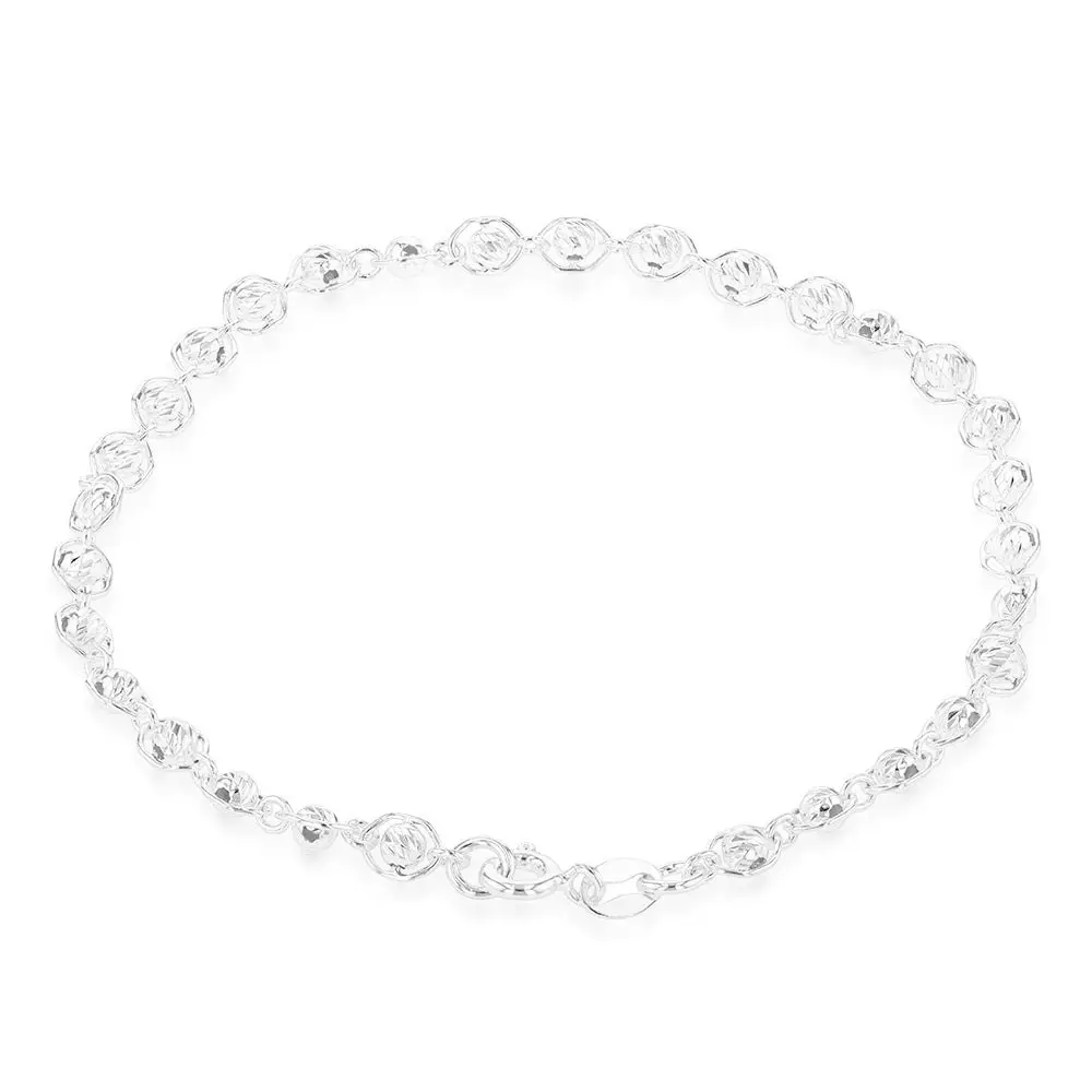 Sterling Silver 20cm Fancy Link and Ball Bracelet