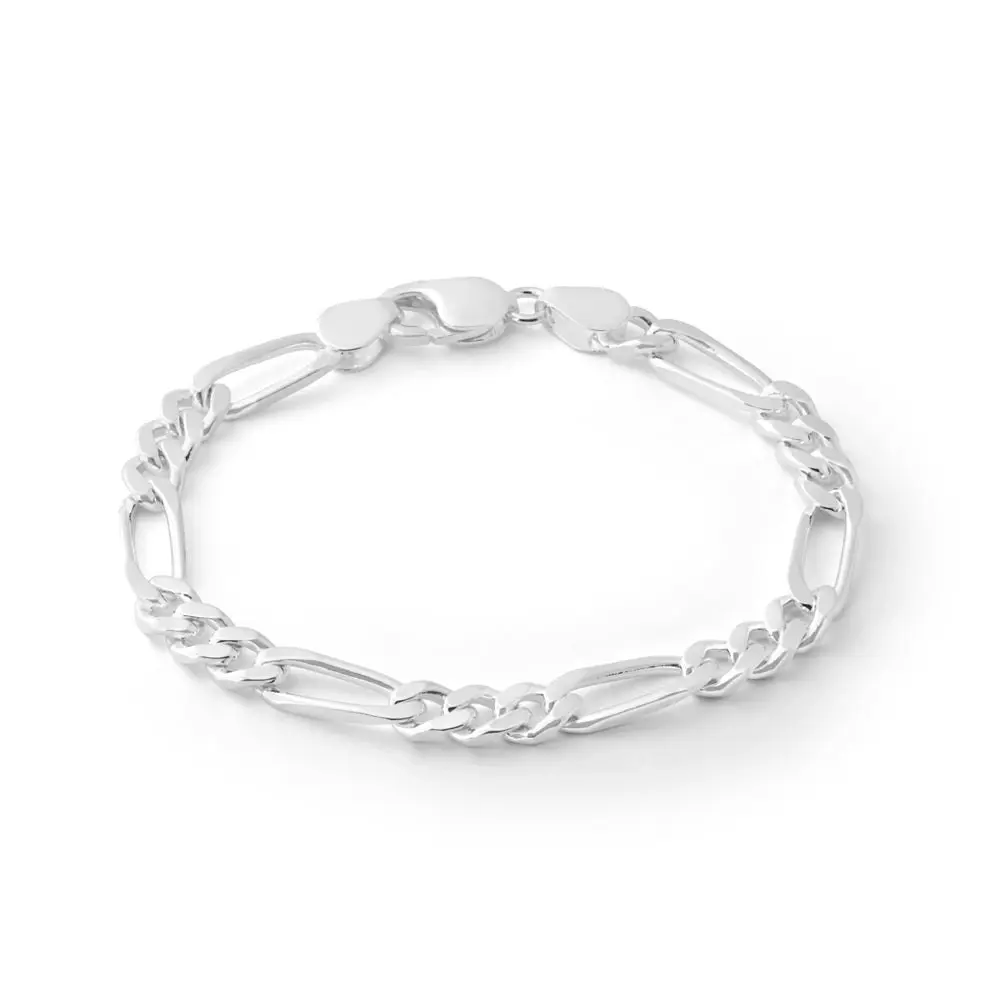 21cm Sterling Silver Figaro 200 Gauge 1:3 Bracelet