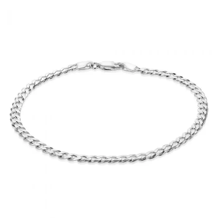 Sterling Silver Curb 100Gauge 19cm Bracelet