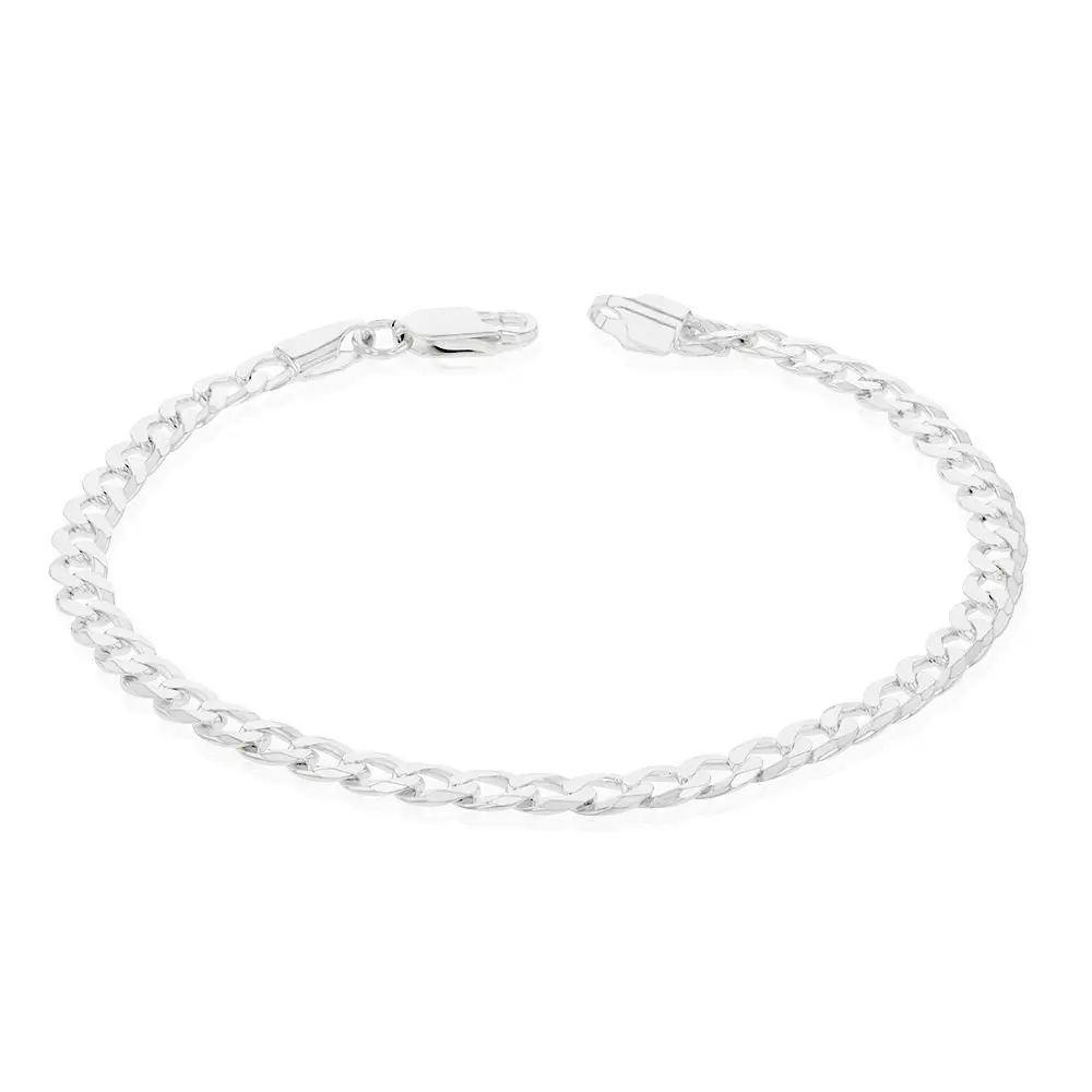 Sterling Silver Bevelled Curb 120Gauge 21cm Bracelet