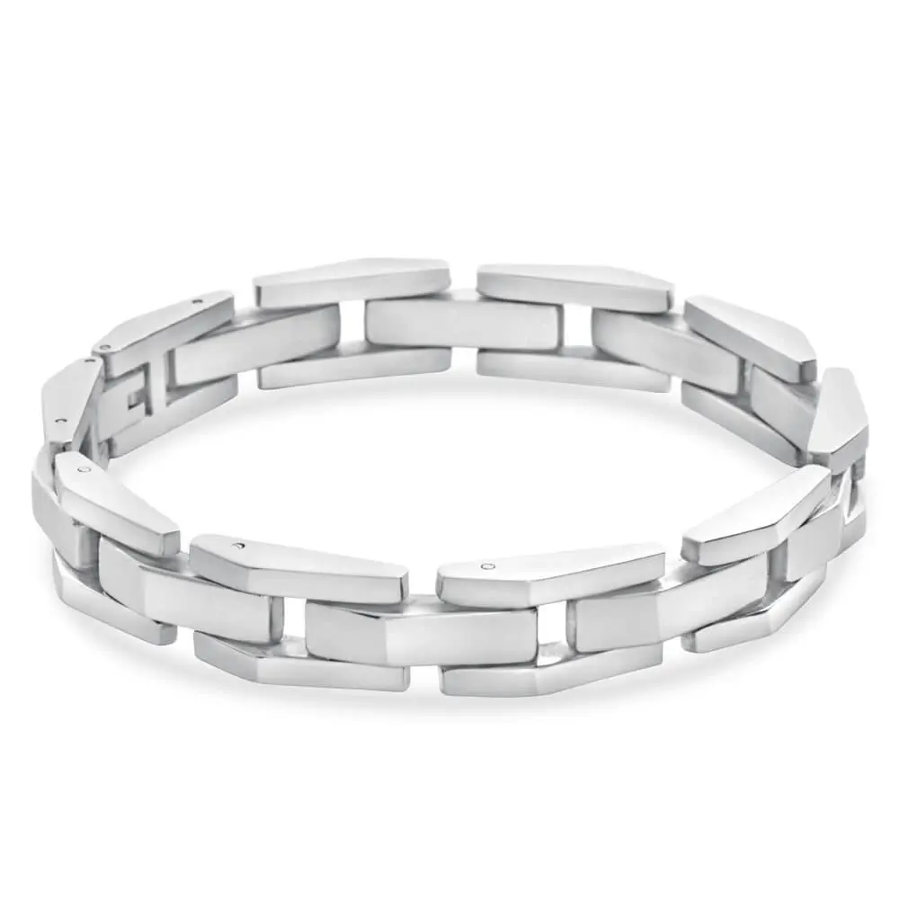 Forte Stainless Steel Plain Link 21cm Gents Bracelet