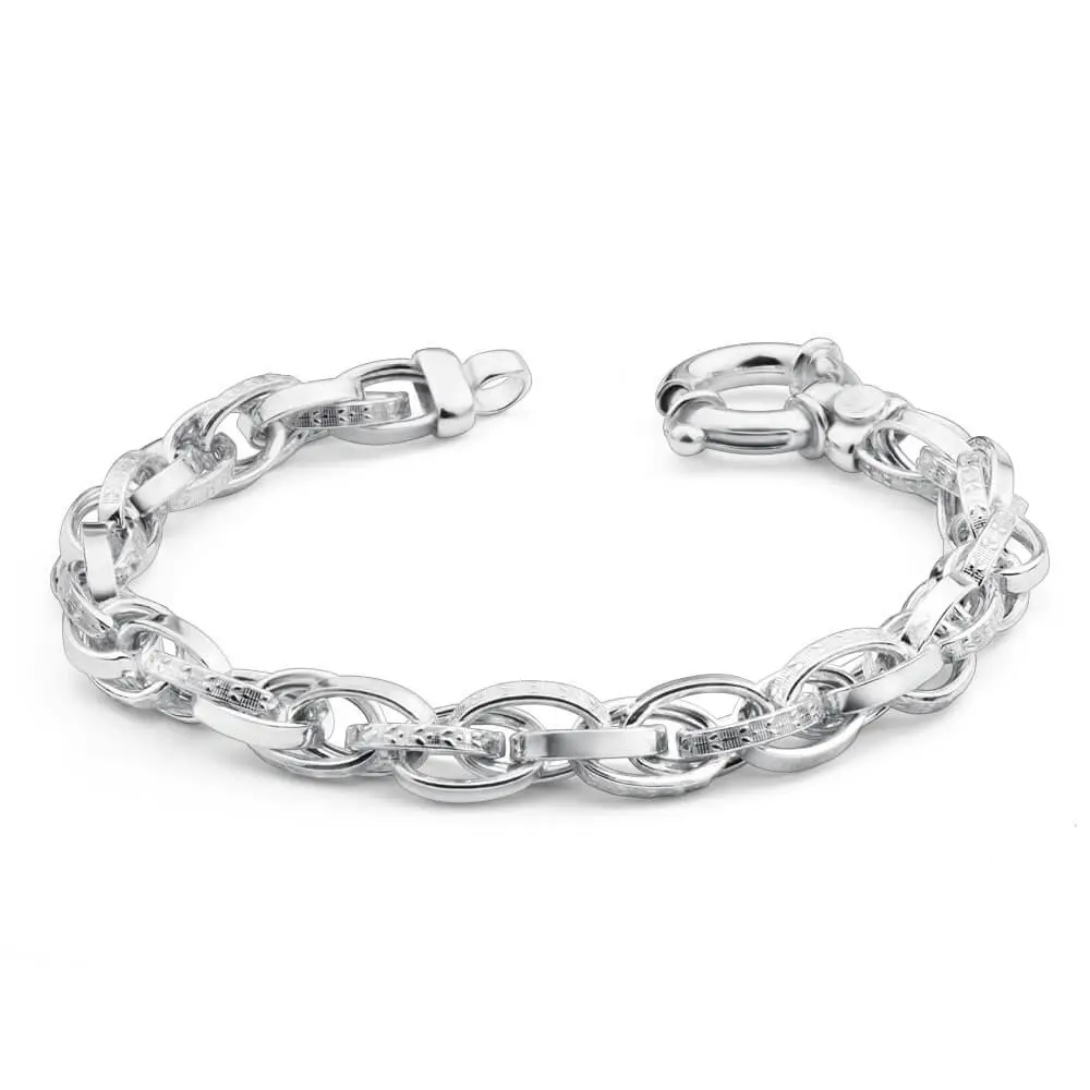 Sterling Silver Fancy Boltring 20cm Bracelet