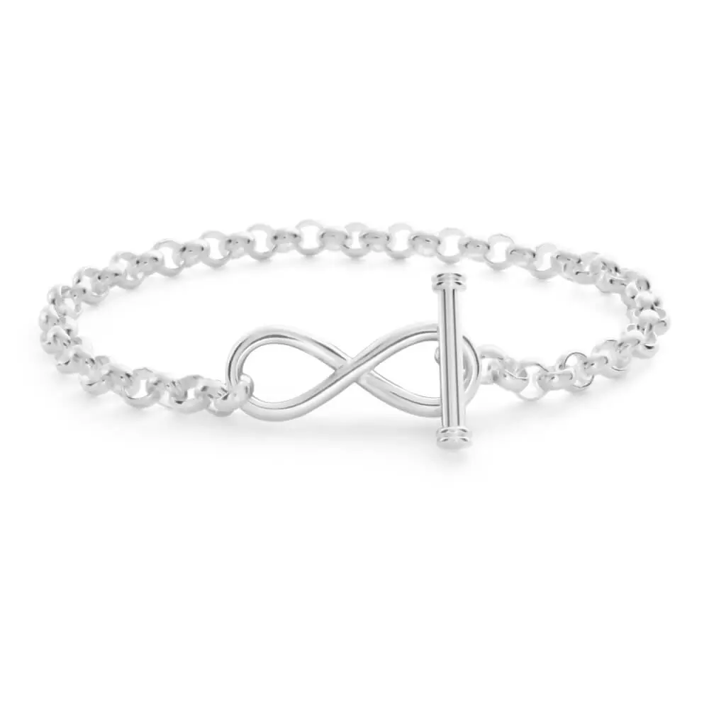 Sterling Silver Belcher Infinity T Bar Bracelet