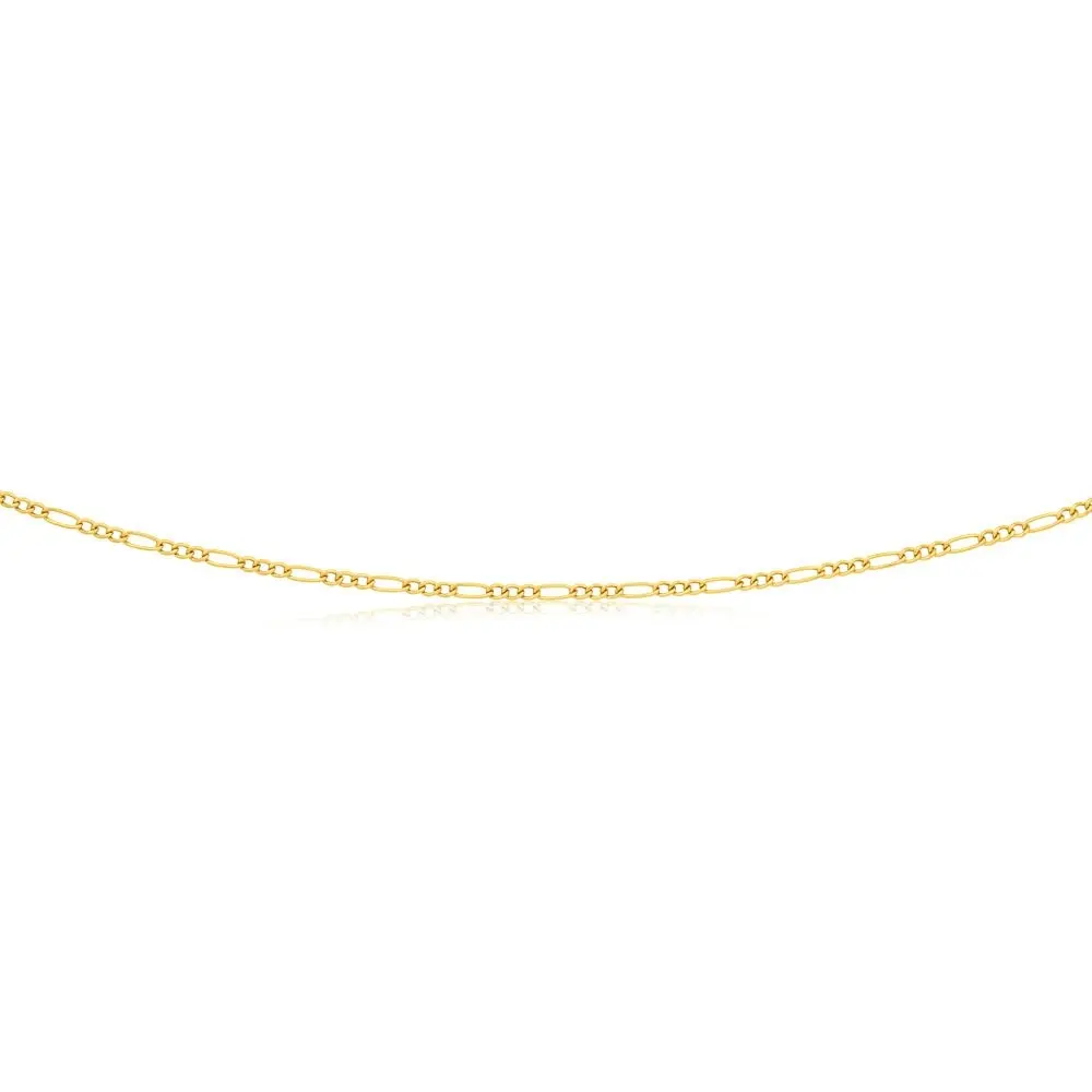 9ct Yellow Gold 3:1 Figaro 45cm Chain 50Gauge