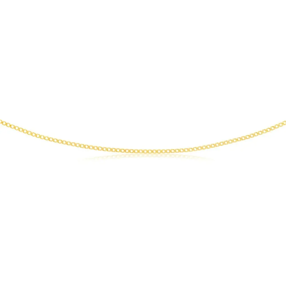 9ct Yellow Gold Double Curb 30 Gauge Diamond Cut 45cm Chain