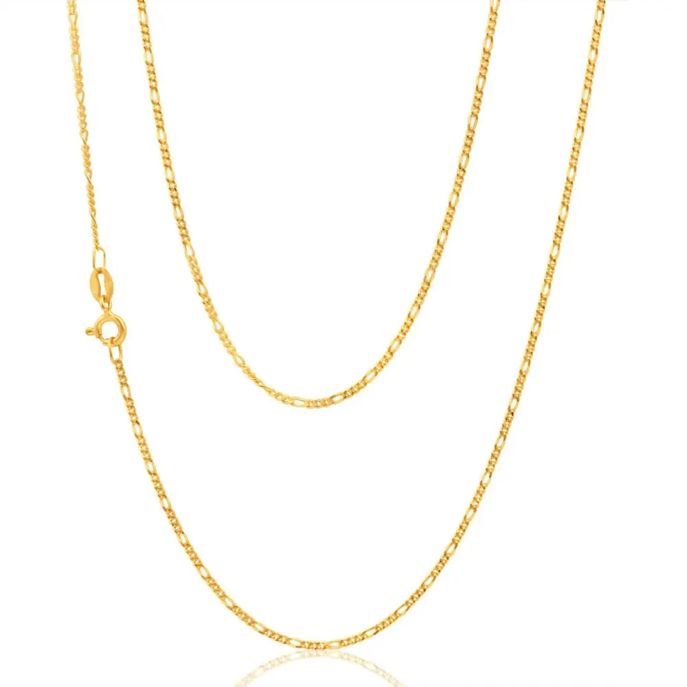 9ct Yellow Solid Gold Fashionable Figaro Chain