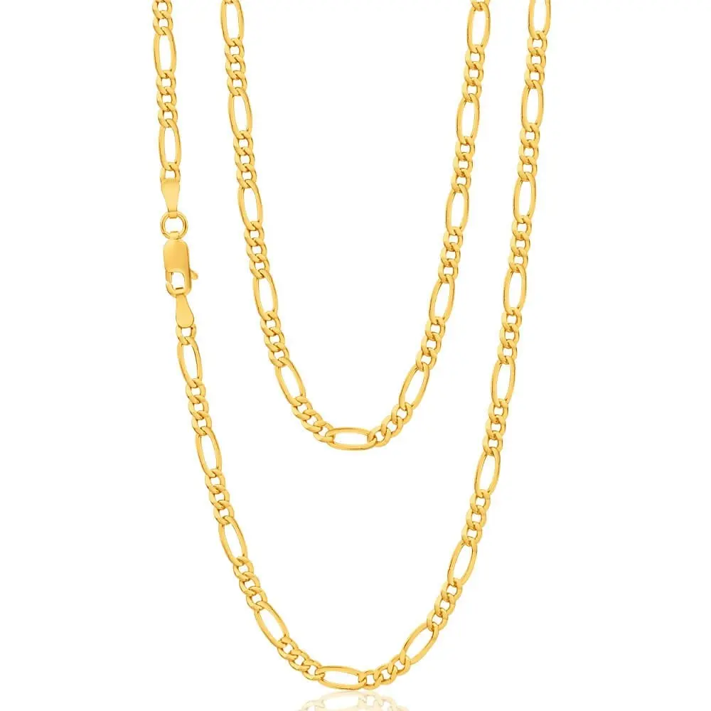 9ct Yellow Gold Figaro 1:3 80 Gauge 55cm Chain