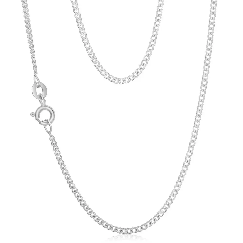 Sterling Silver Curb Dicut 40cm Chain