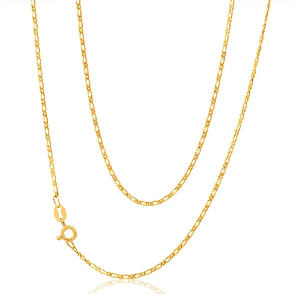 9ct Yellow Gold SOLID 40Gauge Figaro 55cm 1:1 Chain