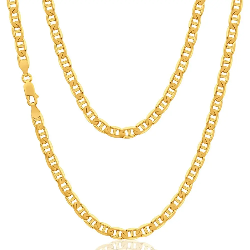 9ct Alluring Yellow Solid Gold 55cm Anchor Chain