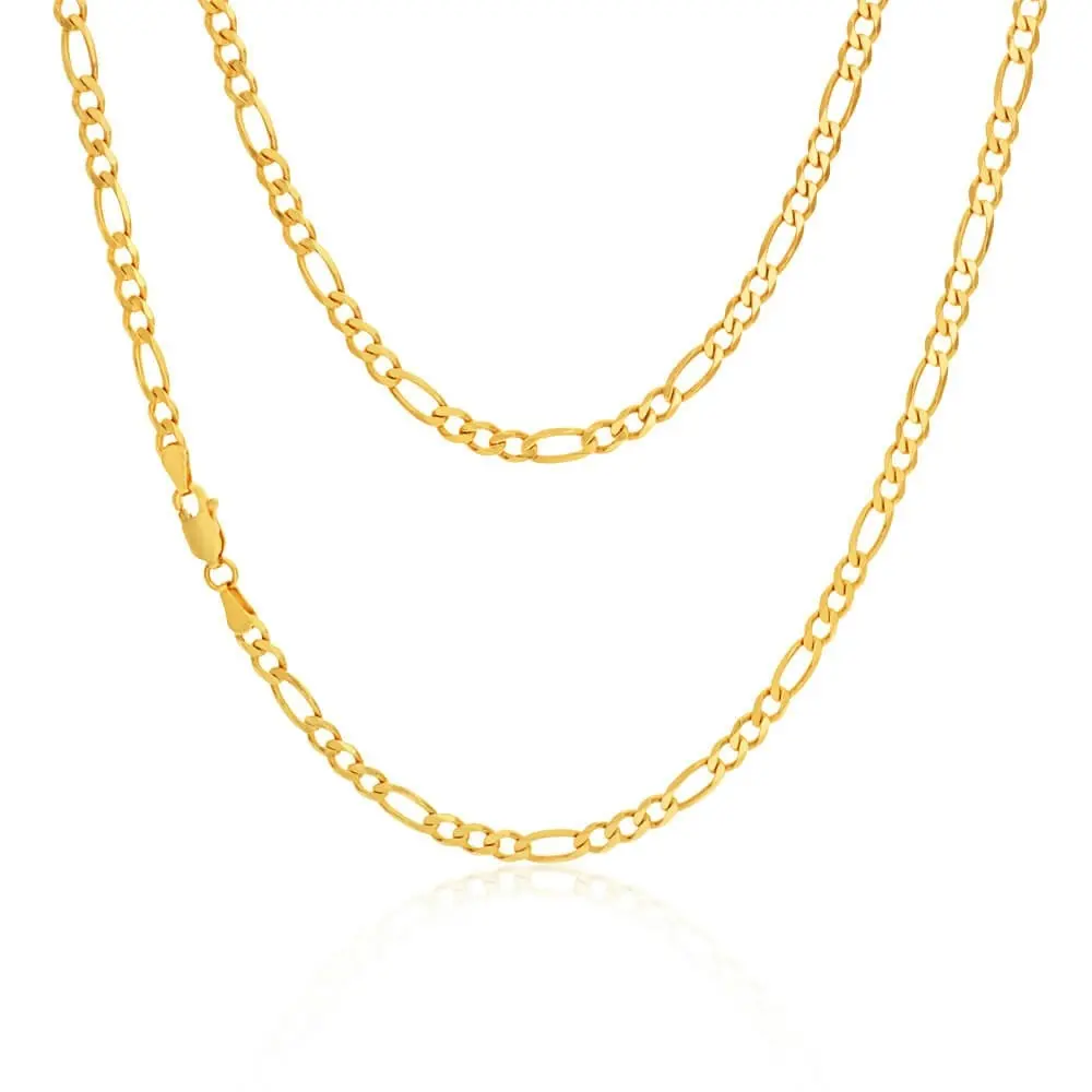 9ct Elegant Yellow Solid Gold Figaro Chain