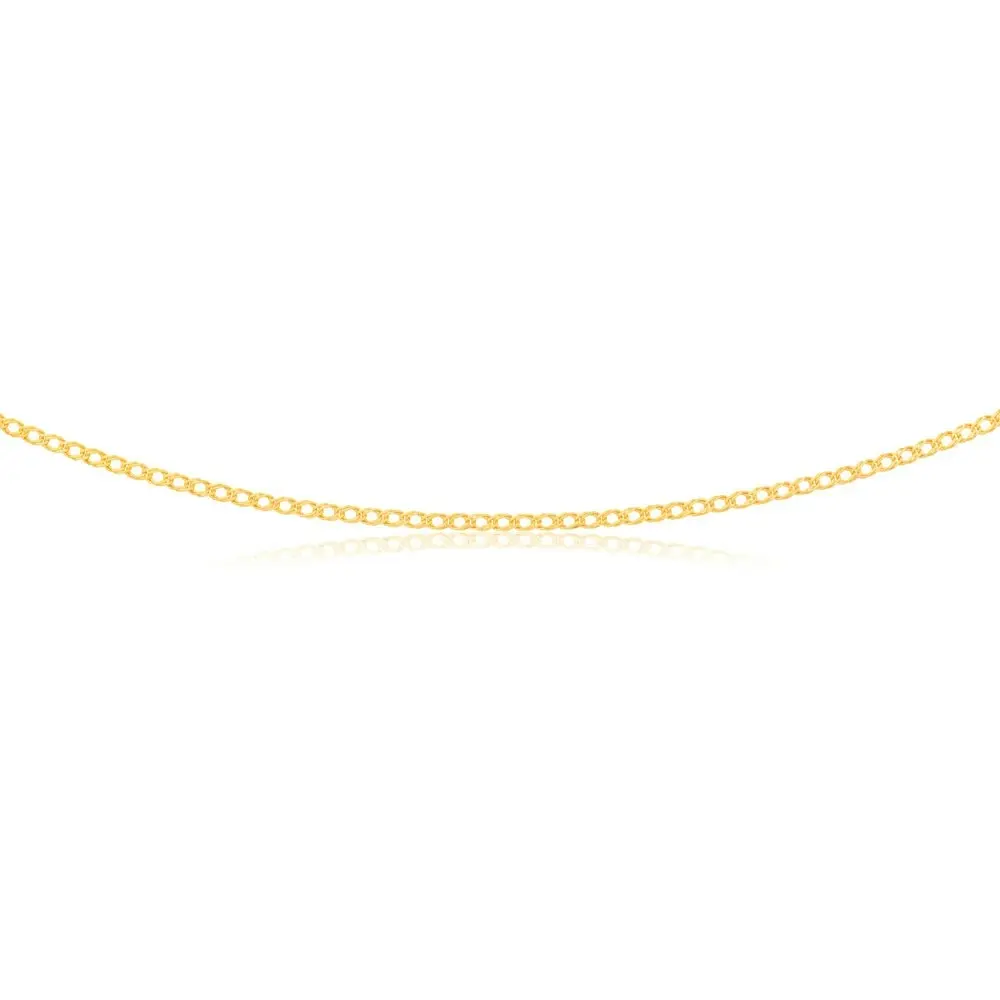 9ct Yellow Gold Curb Double Diamond Cut 45cm Chain 40gauge