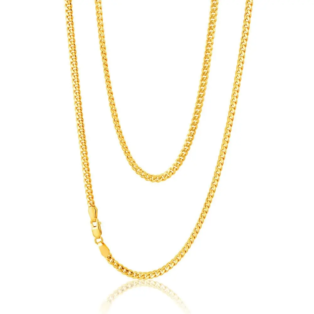 9ct Yellow Gold Curb Hollow 45cm Chain in 80 gauge