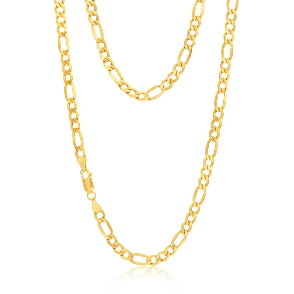 9ct Yellow Gold Silver Filled 55cm Figaro Chain 120 Gauge