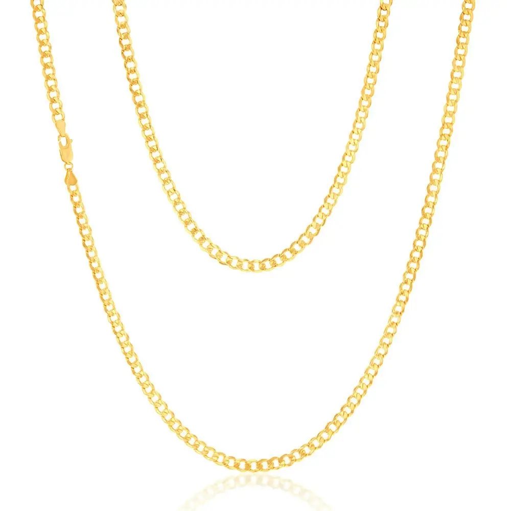 9ct Yellow Gold Filled Bevelled Curb 120 Gauge 70cm Chain