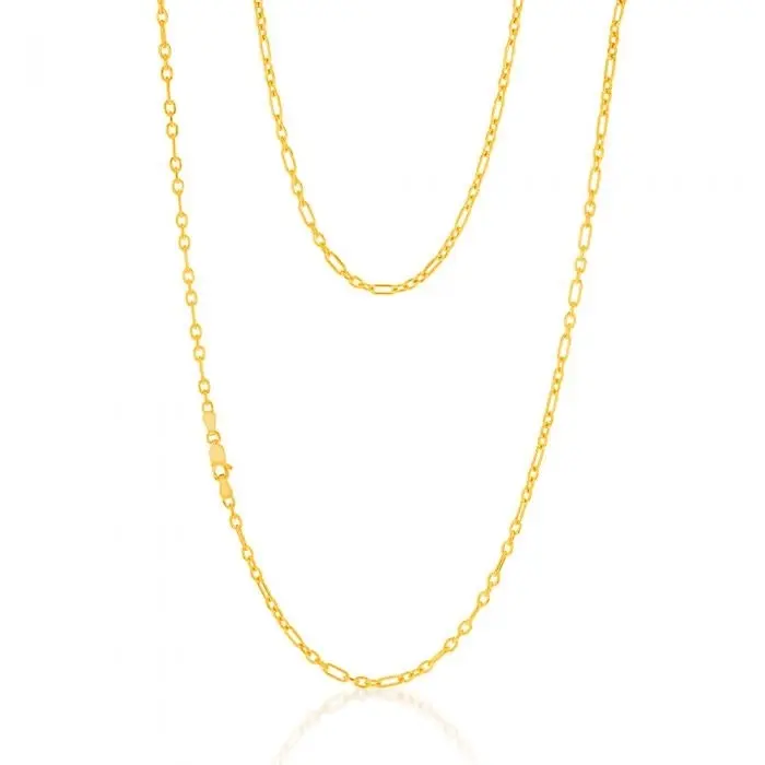 9ct Yellow Gold Silverfilled 80Gauge Fancy 60cm Chain