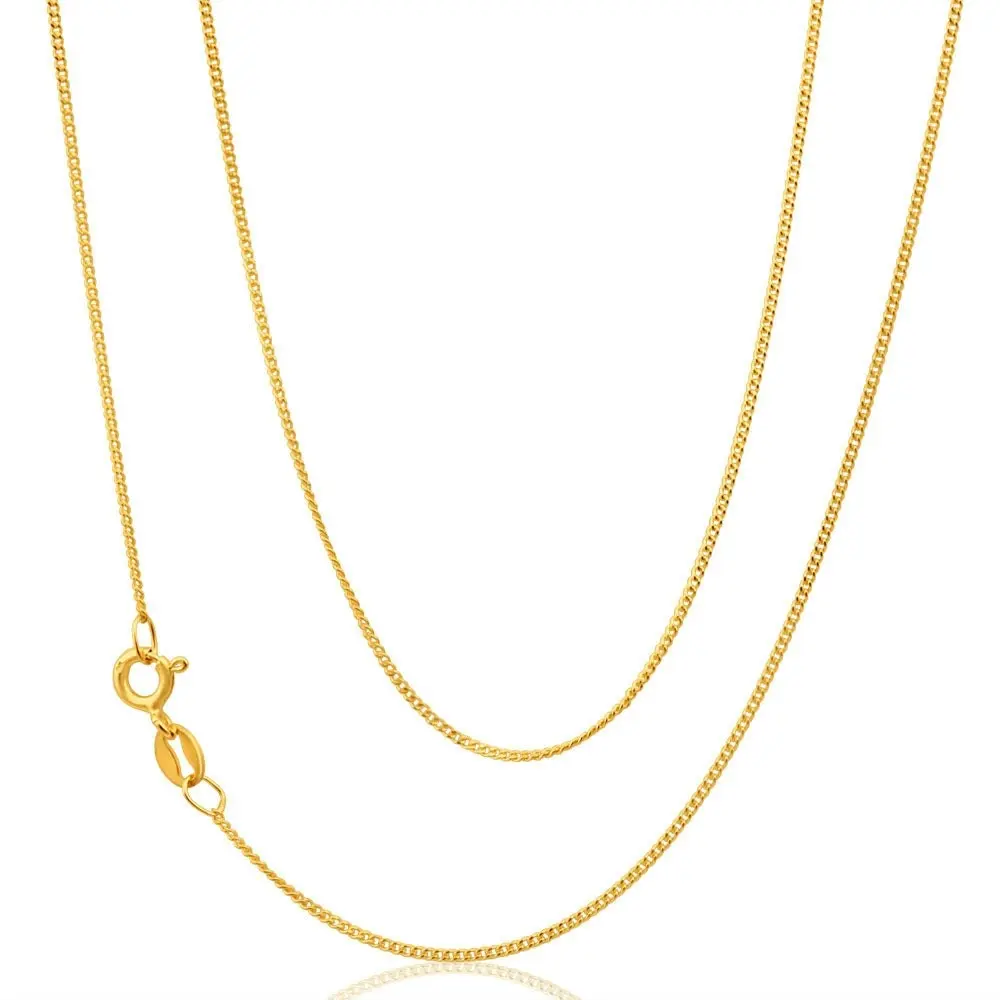 9ct Yellow Solid Gold SOLID Curb Chain 45cm 30 Gauge