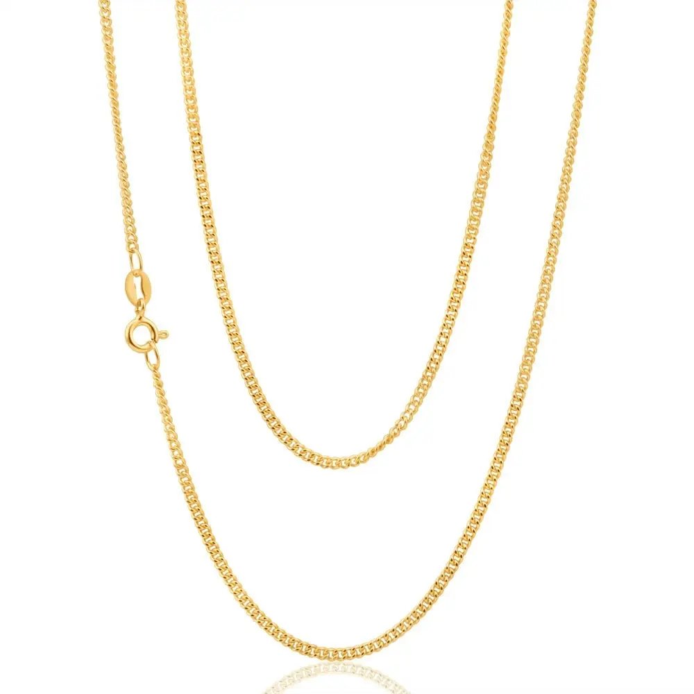 9ct Yellow Solid Gold 60cm Curb Dicut Chain 50Gauge