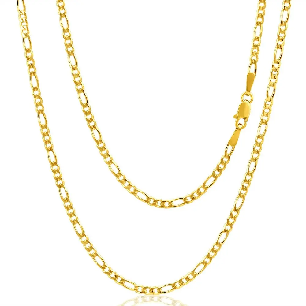 9ct Yellow Solid Gold Figaro 1:3 60Gauge 45cm Chain