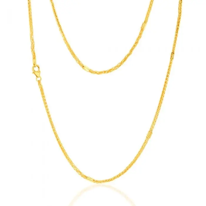 9ct Yellow Gold Silverfilled Wheat 45cm Chain