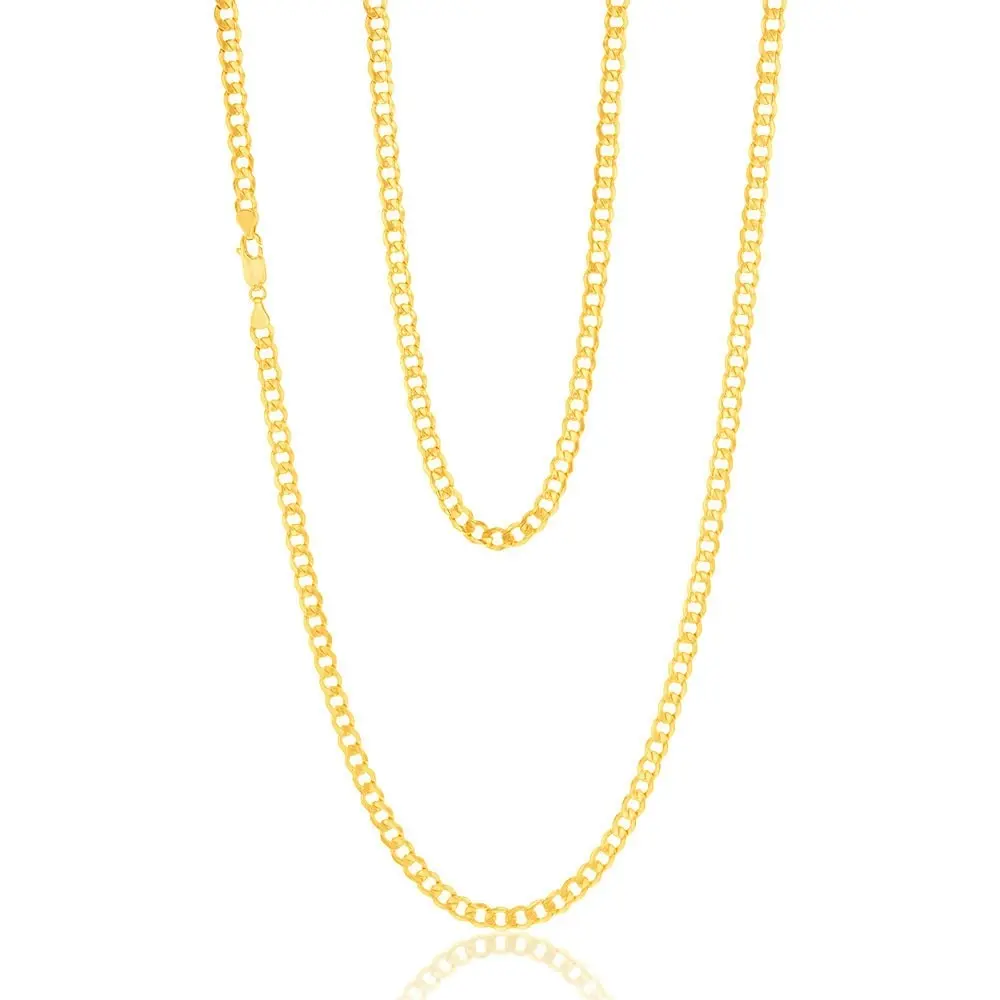 9ct Yellow Gold Silverfilled Bevelled Curb 120 Gauge 80cm Chain