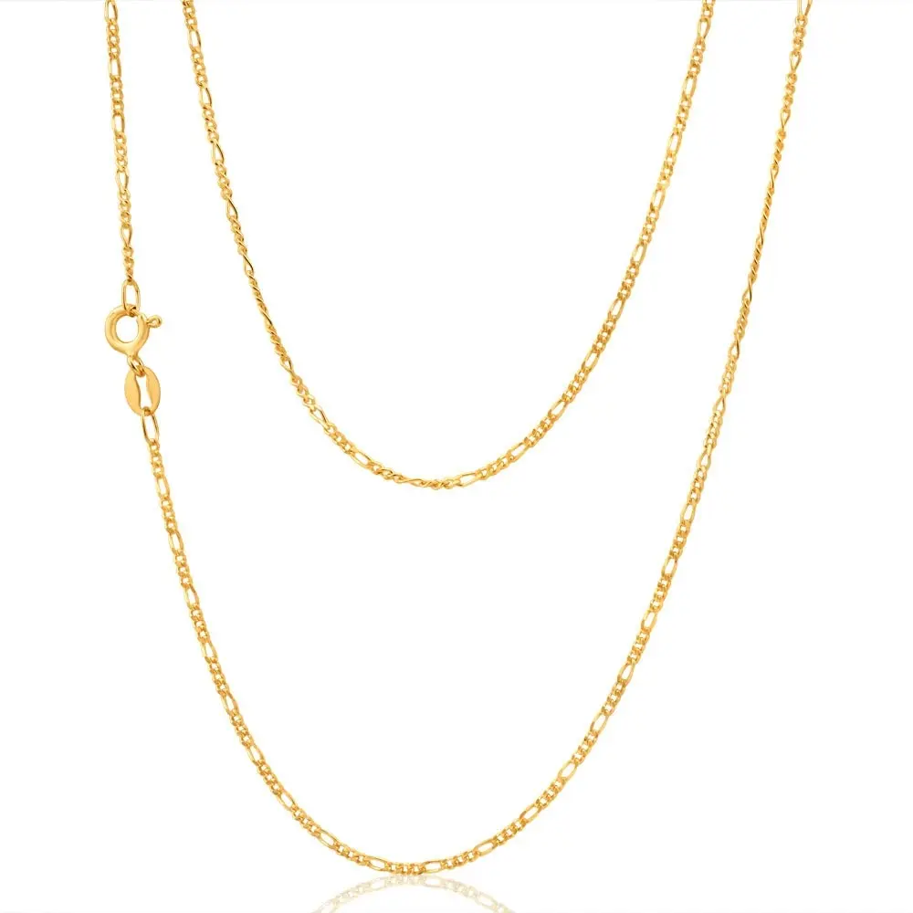 9ct Yellow Gold Figaro 1:3 Dicut 40cm Chain 40Gauge