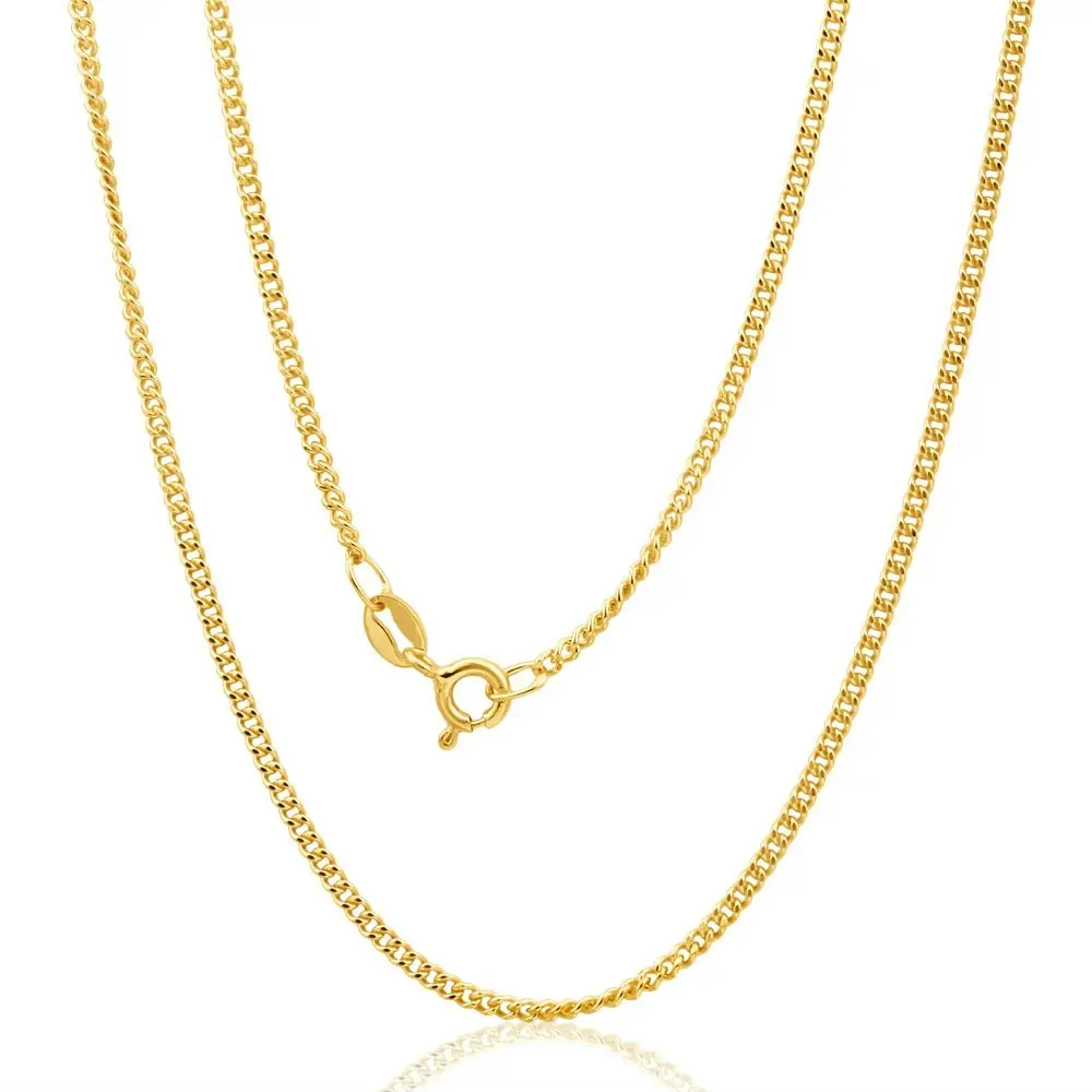 9ct Yellow Gold Curb Dicut 45cm Chain 50Gauge