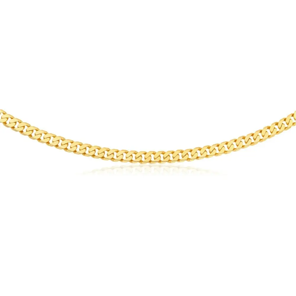 9ct Yellow Heavy Solid Gold Curb Flat Bevelled 55cm Chain 250Gauge