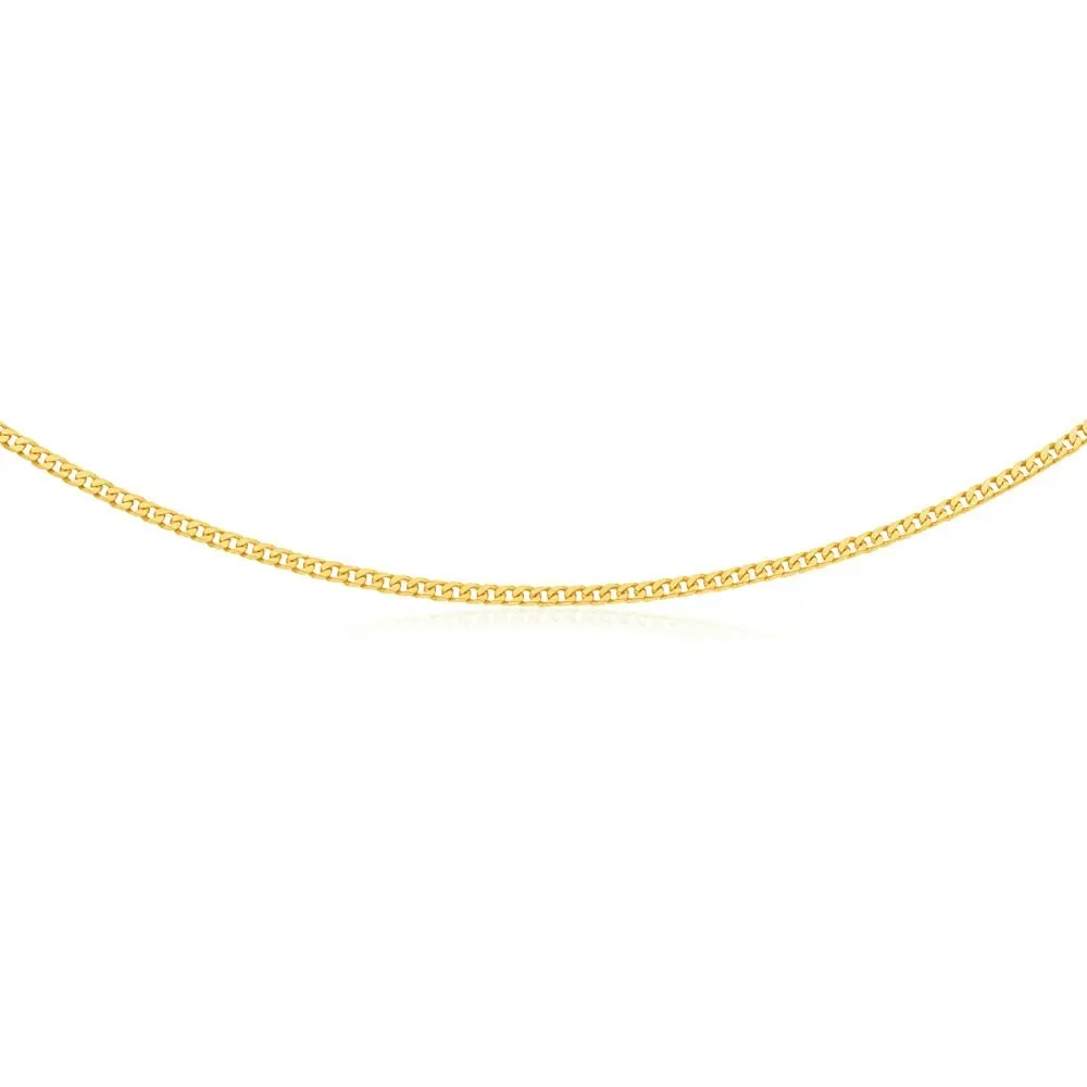 9ct Yellow Solid Gold Flat Bevelled Curb 55cm Chain 120gauge