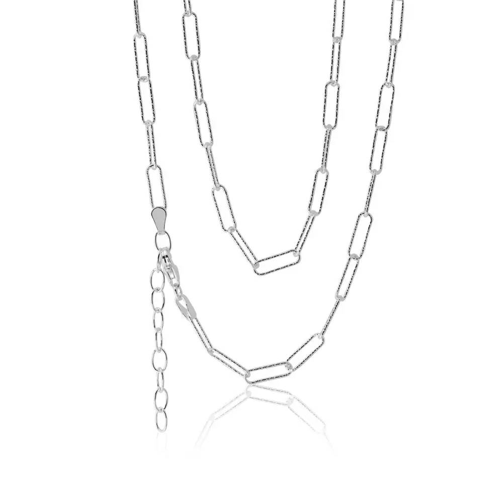 Sterling Silver 46cm Elongated Dicut Belcher Chain