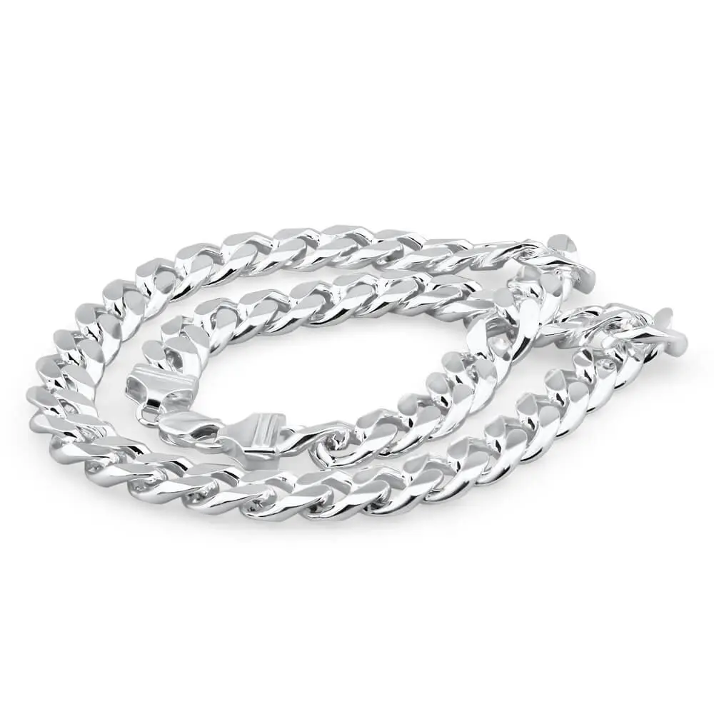 Sterling Silver 350 Gauge Diamond Cut 55cm Curb Chain