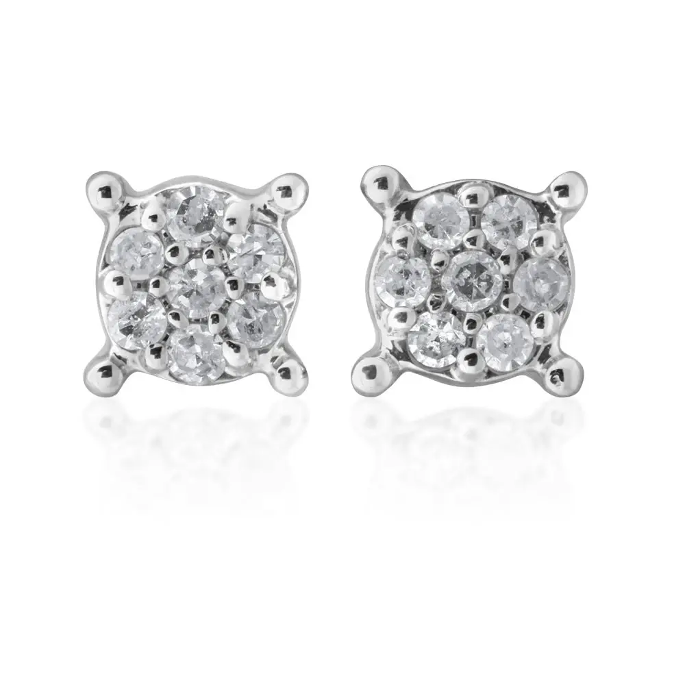 9ct Yellow Gold Diamond Studs with 14 Brilliant Diamonds