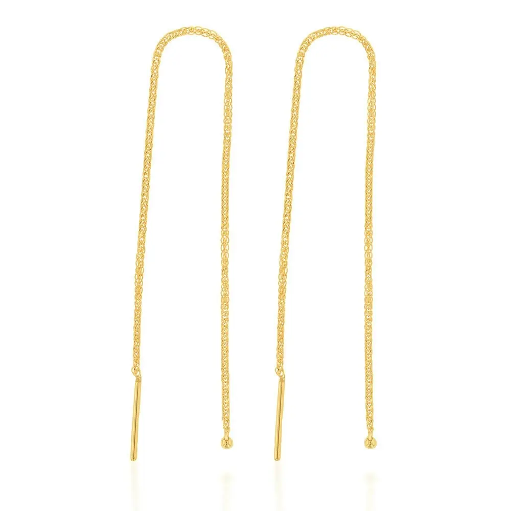 9ct Yellow Gold Chain Threader Drop Earrings