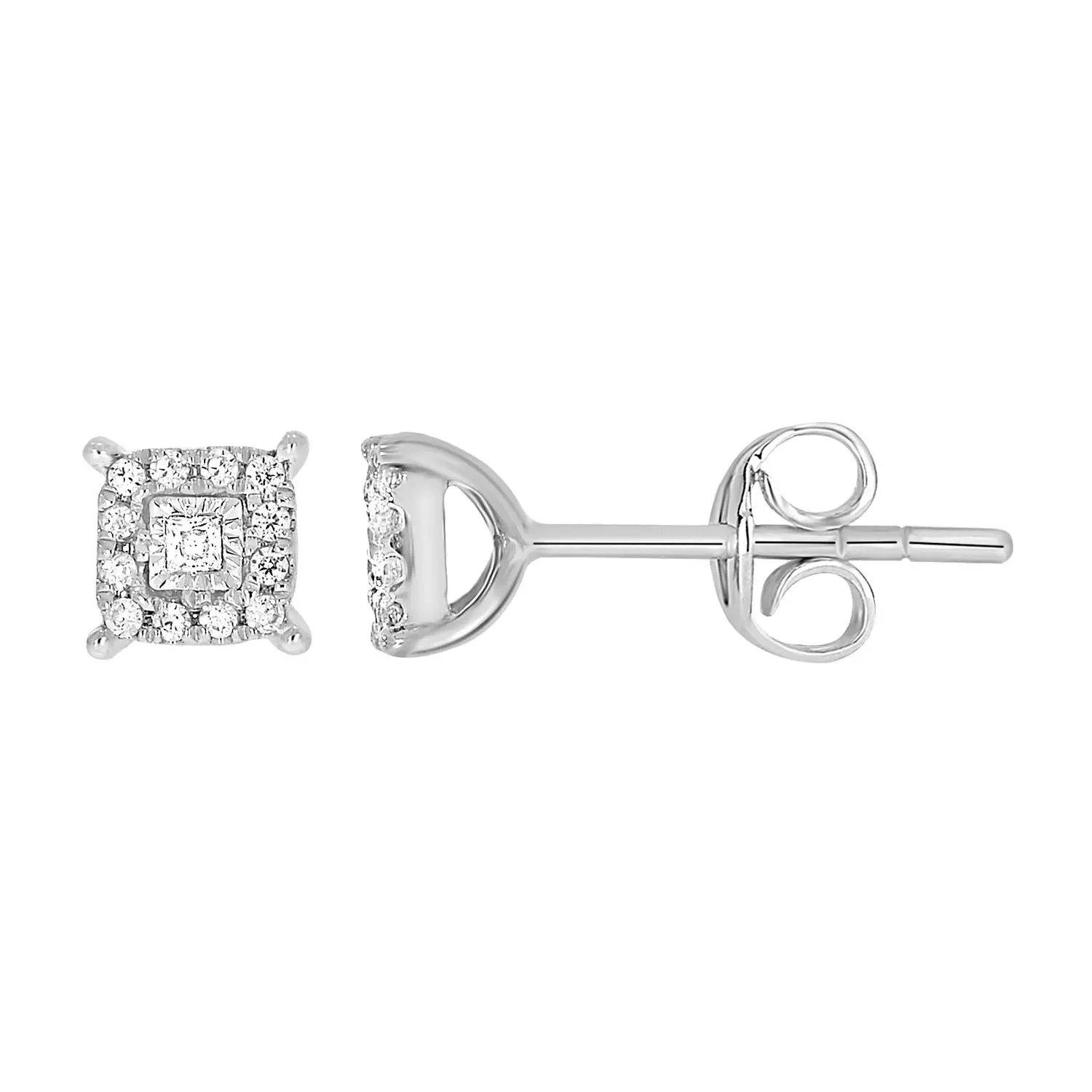 9ct White Gold Beautiful Diamond Stud Earrings