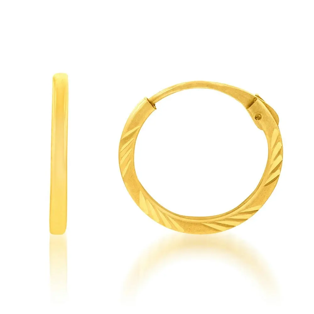 9ct Yellow Gold Fancy 10mm Sleeper Earring