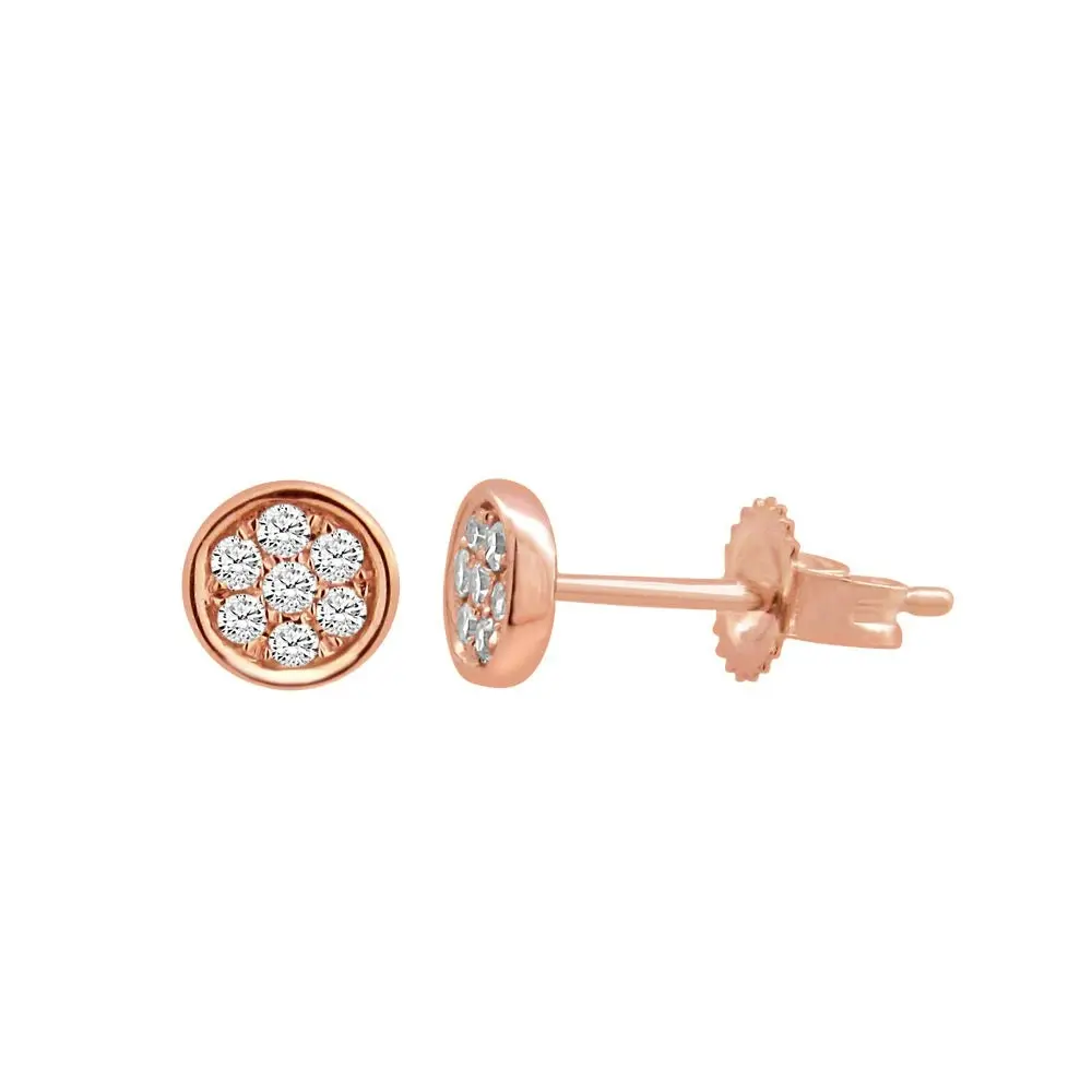 9ct Rose Gold Diamond Pave Stud Earrings