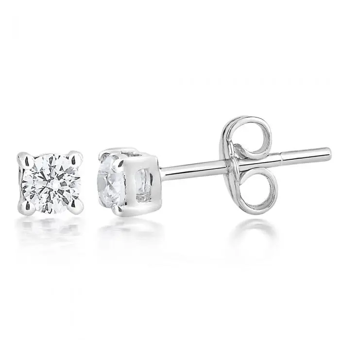 9ct White Gold  0.20 Carat Diamond Stud Earrings