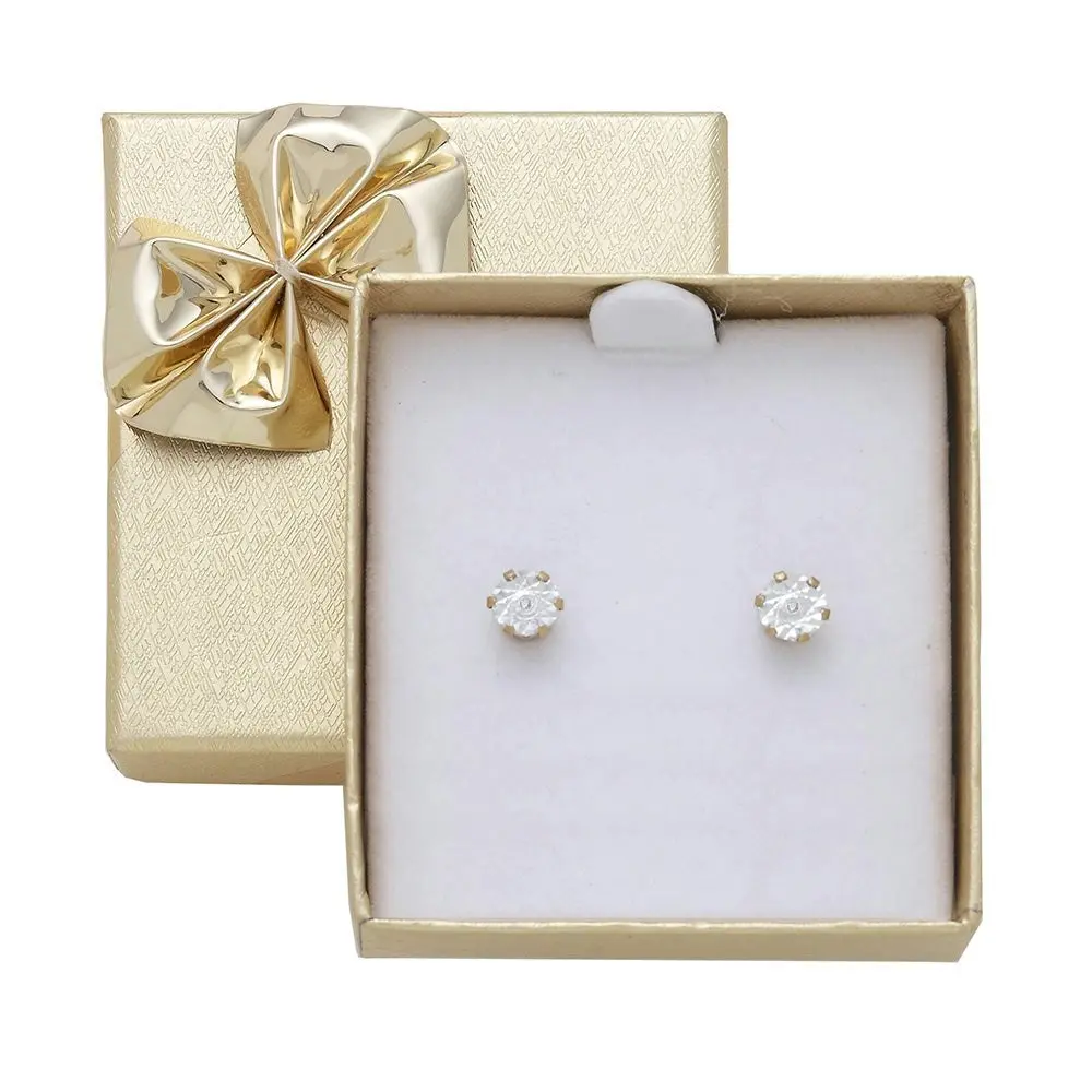 Gift Boxed Hypo Allergenic Gold Plated Diamond Studs