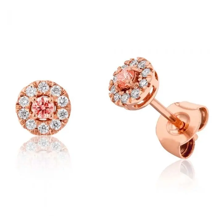 Luminesce Lab Grown 9ct Rose Gold 0.20 Carat Pink and White diamond Stud Earrings