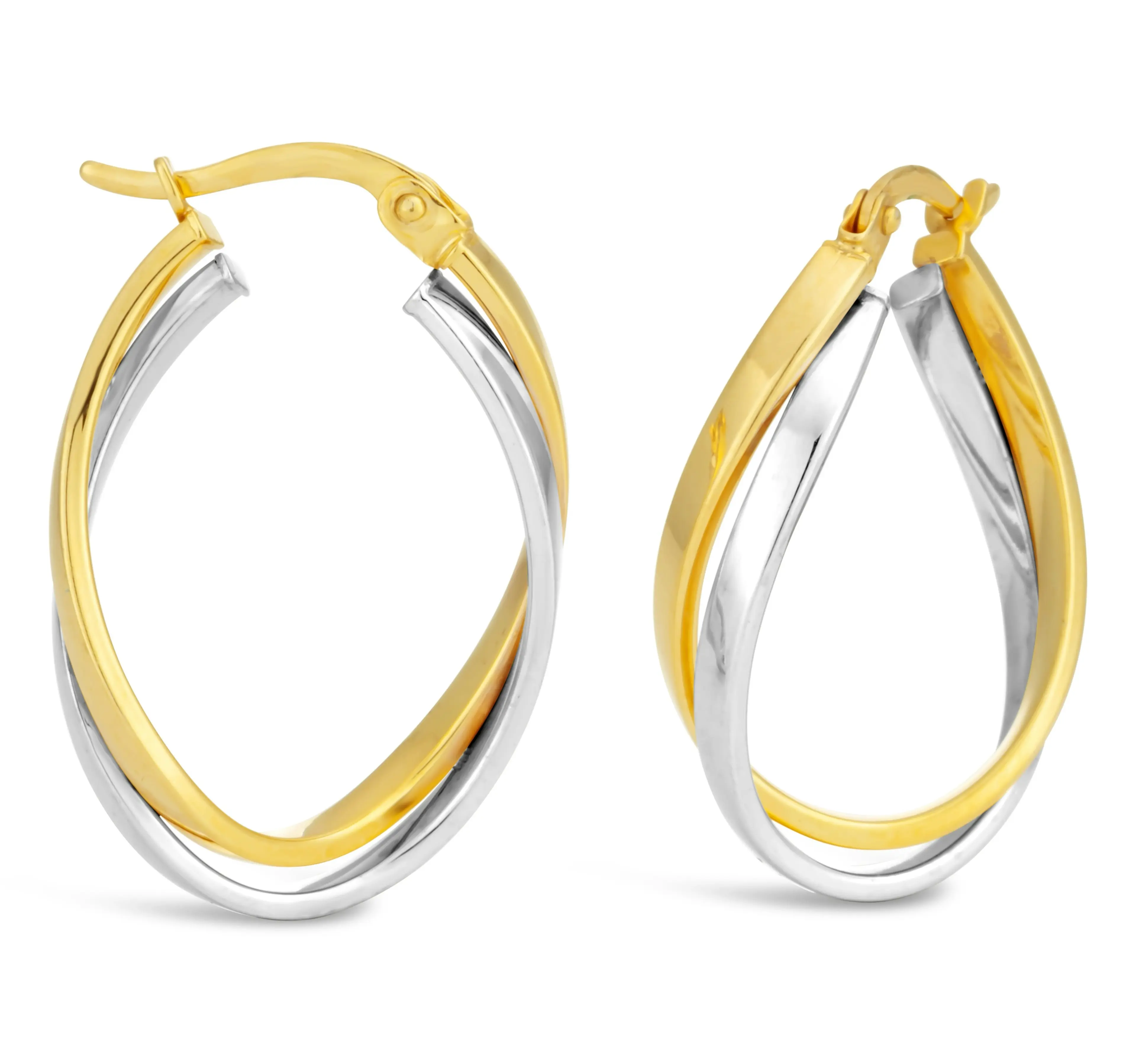 9ct Two-Tone Gold Filled Double Tube Hoop Earrings