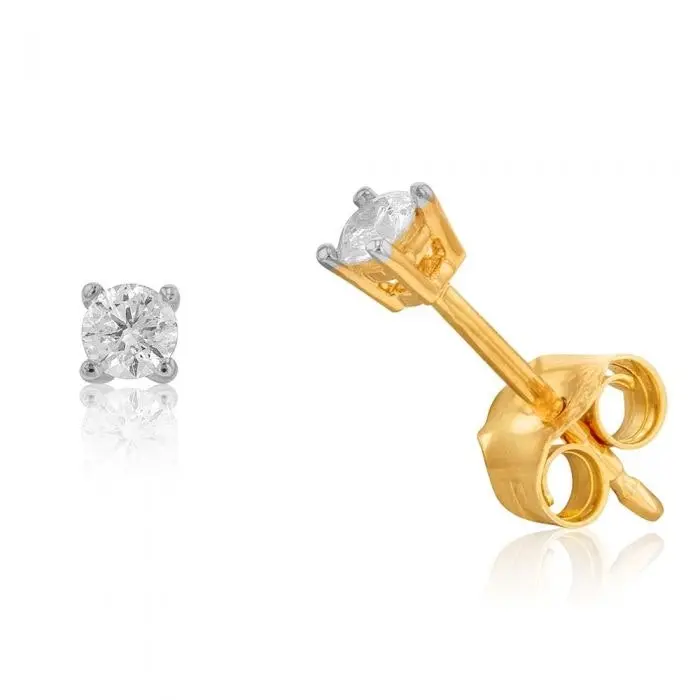 9ct Yellow Gold 1/6 Carat Diamond Stud Earrings